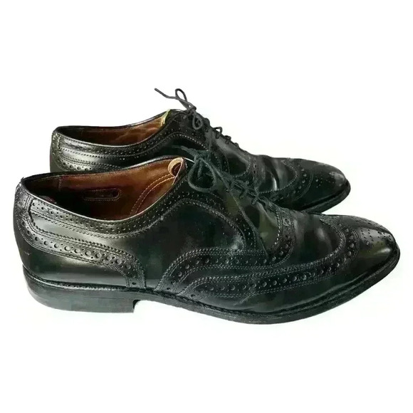 Allen Edmonds McAllister Men 9.5 Black Brogue Wingtip Oxford Dress Shoes - Picture 2 of 9